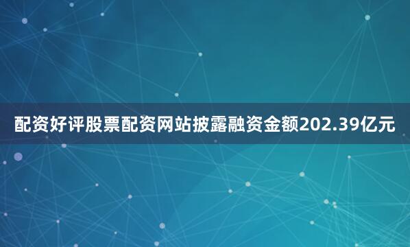 配资好评股票配资网站披露融资金额202.39亿元